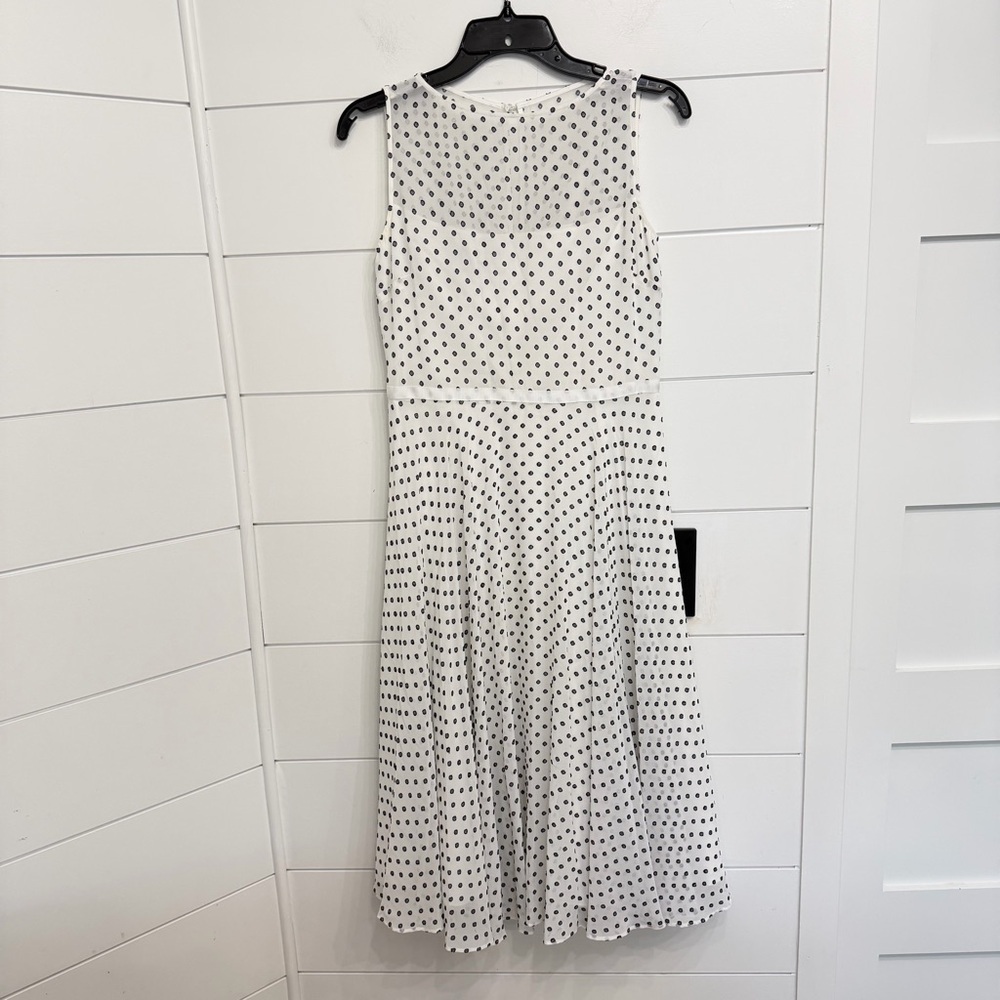 Hobbs Della Polka Dot Midi Dress Ivory Black Sleeveless Fit & Flare 36273 - Picture 2 of 12